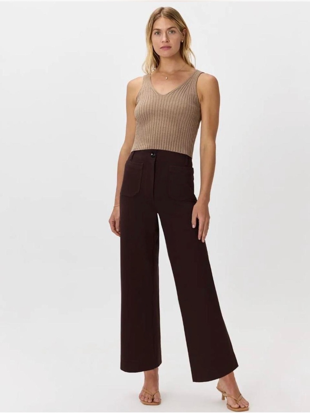 Quince ultra stretch cropped wide -Leg  Pants in expresso